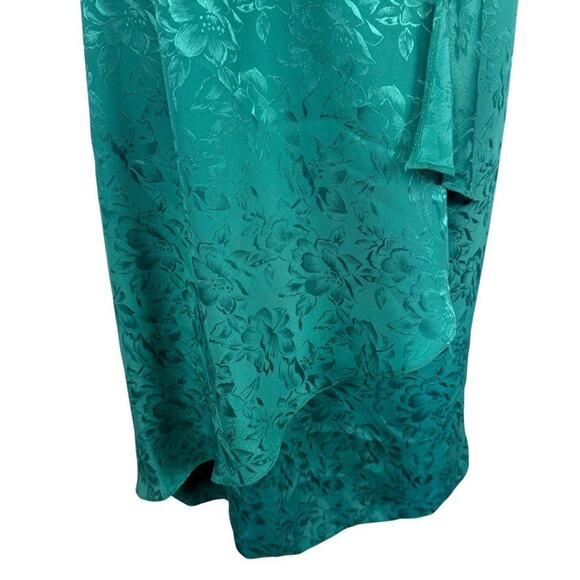 Act I Vintage Floral Satin Print Short Sleeve Blouson USA Made Green Dress sz 4 - Picture 7 of 16